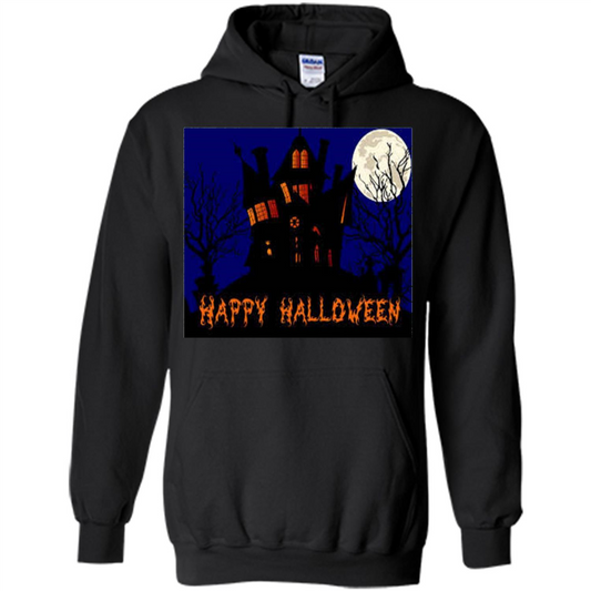 Happy Halloween T-shirt Haunted House Black