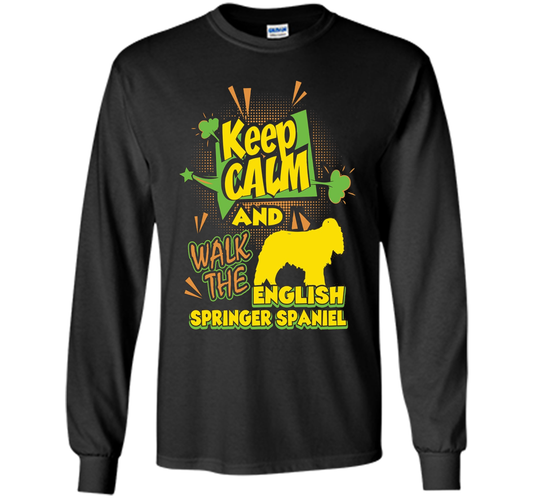 Keep Calm And Walk The English Springer Spaniel Shirt shirt Black