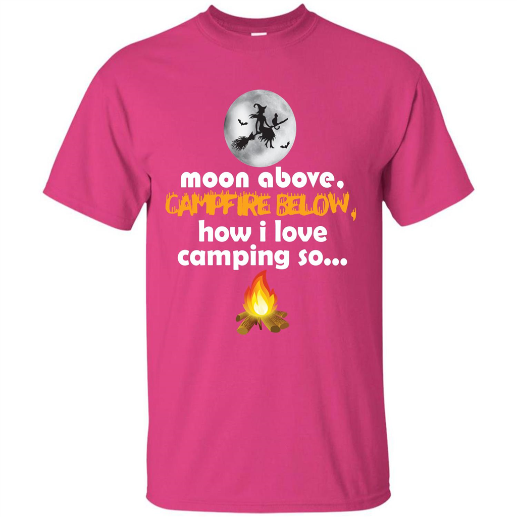 Halloween T-shirt Moon Above Campfire Below T-shirt Heliconia