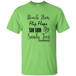 Summer Tshirt Beach Hair Flip Flops Tan Skin Sandy Toes Happiness