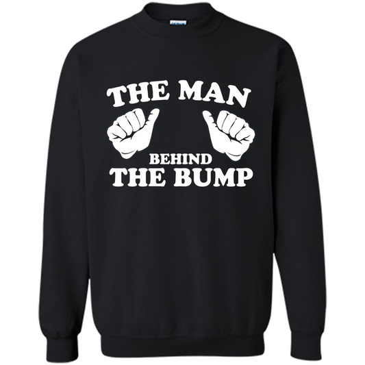 Funny New Dad T-shirt The Man Behind the Bump T-shirt Black