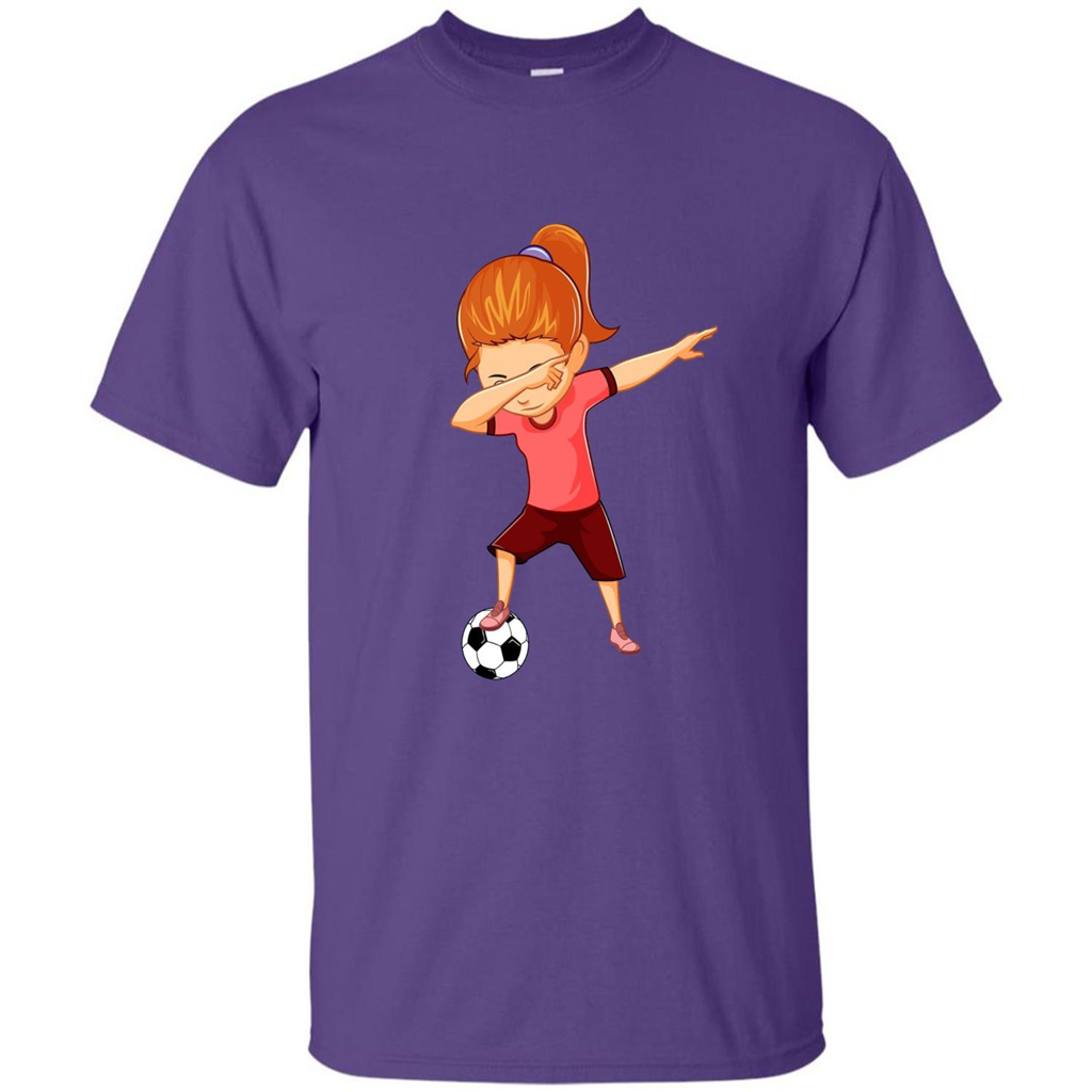 Soccer T-shirt For Girls Funny Dabbing Dab Dance Soccer Ball Purple
