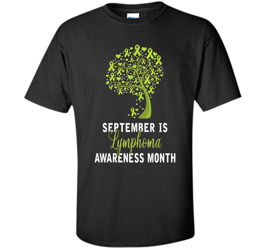 Lymphoma Cancer Awareness T-shirt September Is Lymphoma Awareness Month Black