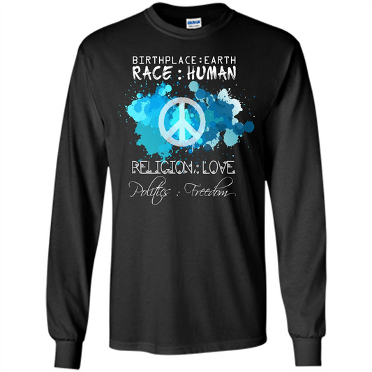 Birthplace Earth Race Human Religion Love T-shirt Black