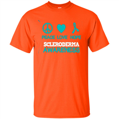 Scleroderma Awareness Ribbon Support T-shirt Peace Love Hope T-shirt Orange