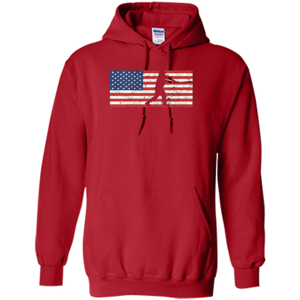 Funny Baseball Player American Flag T-shirt Red
