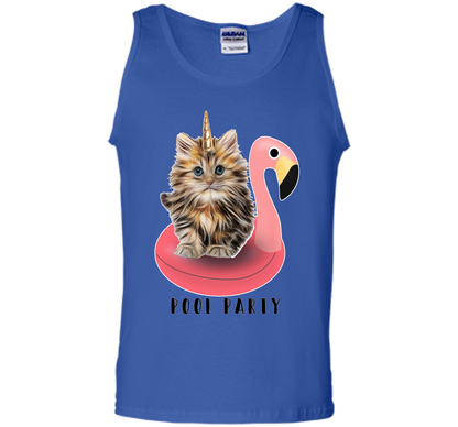 Pool Party Flamingo Float Funny Cat T-shirt for Women t-shirt Royal