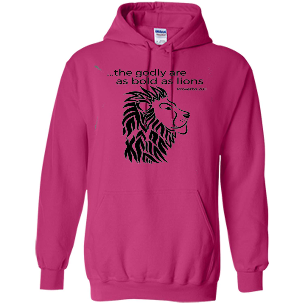Proverbs 28:1 The Godly Are As Bold As Lions Bible Christian T-shirt Heliconia
