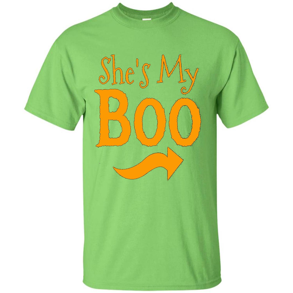 She's My Boo - Halloween Couples T-shirts For Him and Her Lime