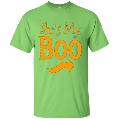 She's My Boo - Halloween Couples T-shirts For Him and Her Lime