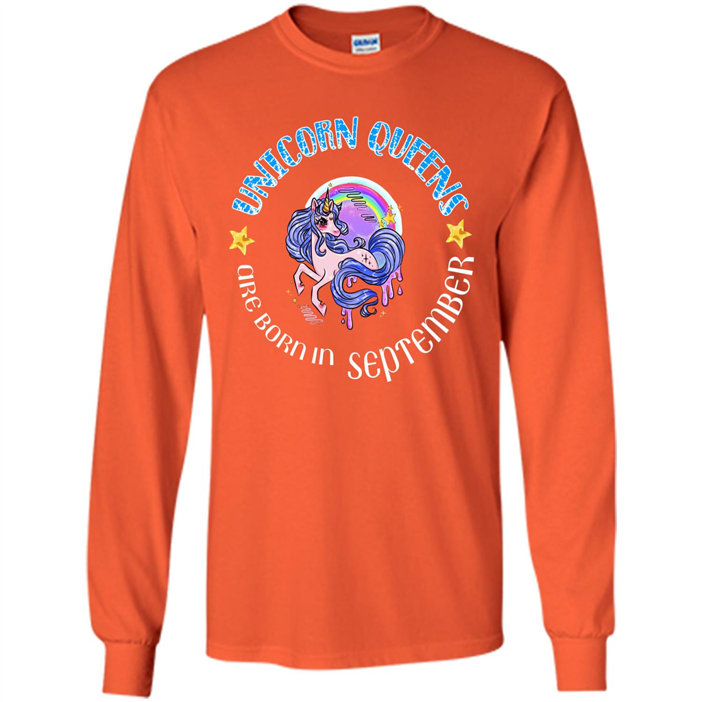 September Unicorn T-shirt Unicorn Queens Are Born September Orange