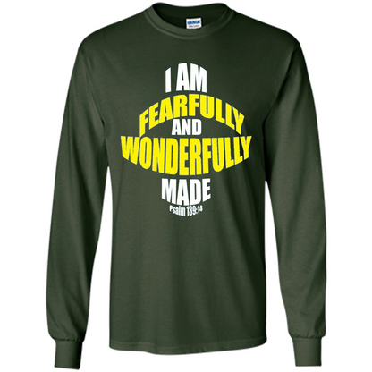 Fearfully And Wonderfully Made Christian T-Shirt Forest Green