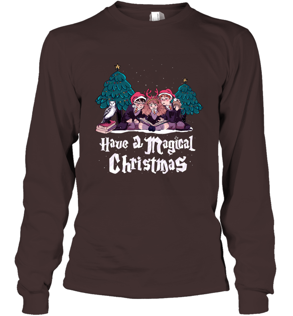 Have A Magical Christmas Harry Potter Long Sleeve T-Shirt Long Sleeve T-Shirt Dark Chocolate