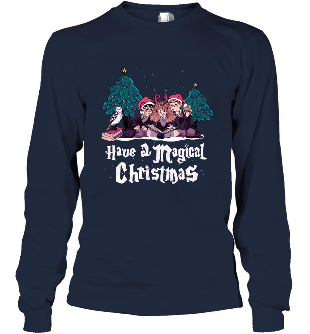 Have A Magical Christmas Harry Potter Long Sleeve T-Shirt Long Sleeve T-Shirt Navy