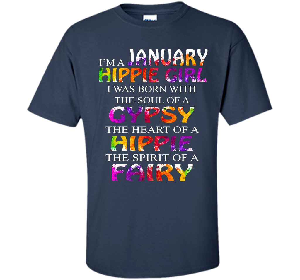 I'm A January Hippie Girl T-shirt Navy