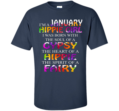 I'm A January Hippie Girl T-shirt Navy