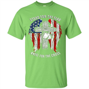 Military T-shirt Stand For The Flag Kneel For The Cross