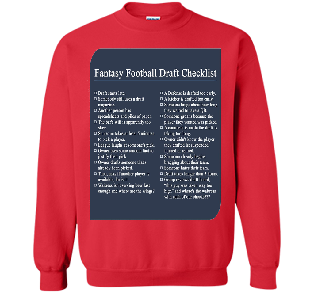 Fantasy Football Draft Checklist T-shirt