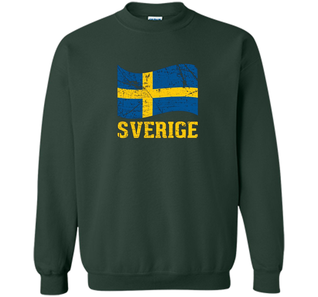 Swedish Flag, Sverige Souvenir Vintage T-Shirt t-shirt Forest Green