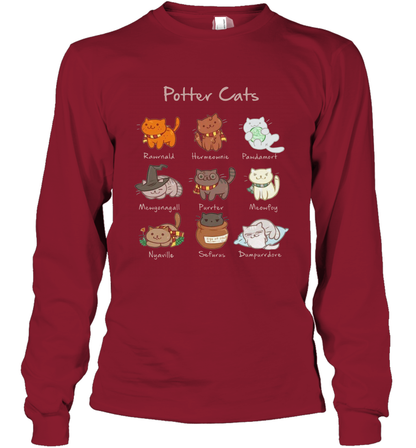 Potter Cats Harry Potter Fan Long Sleeve T-Shirt Long Sleeve T-Shirt Cardinal Red