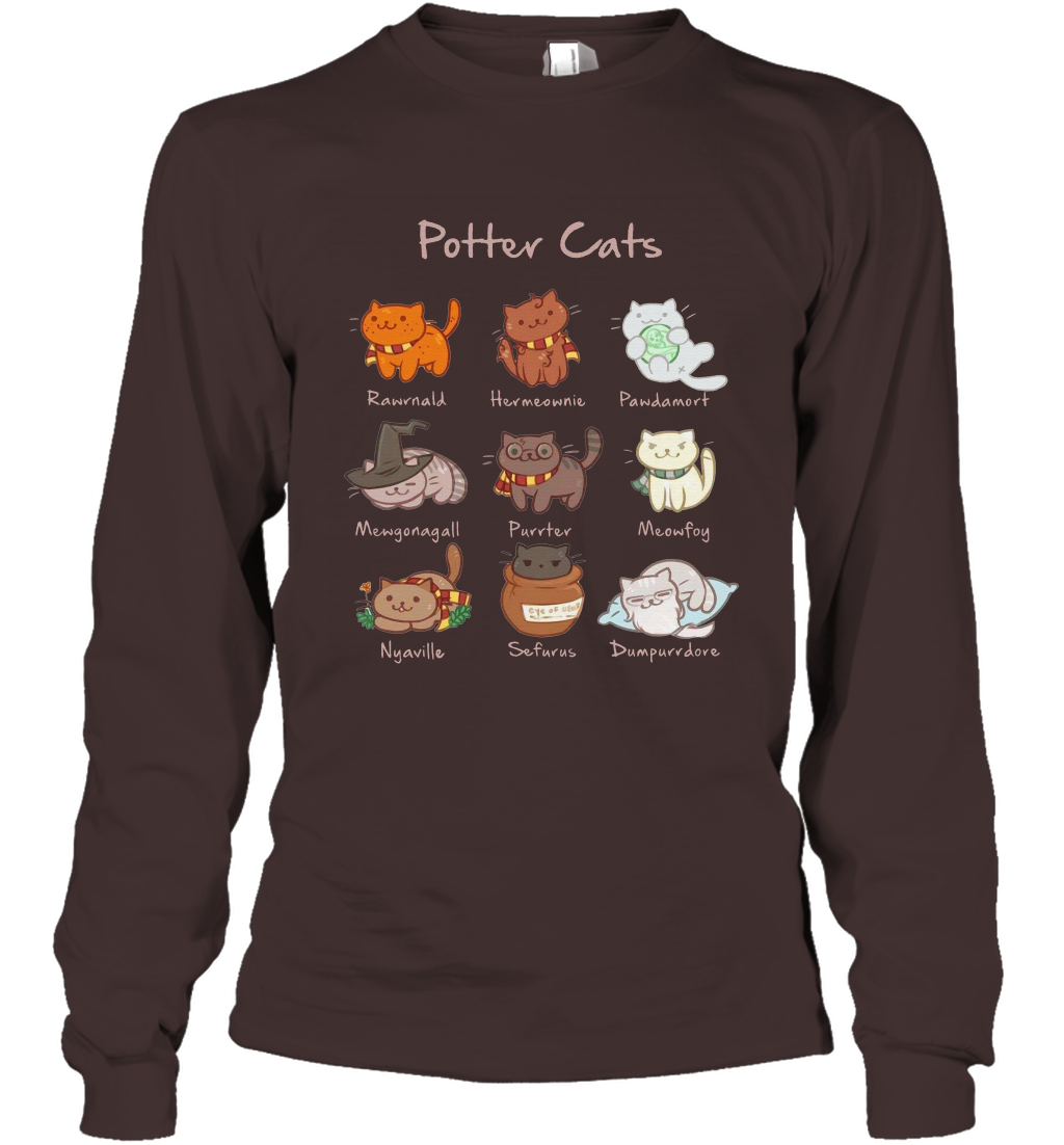 Potter Cats Harry Potter Fan Long Sleeve T-Shirt Long Sleeve T-Shirt Dark Chocolate
