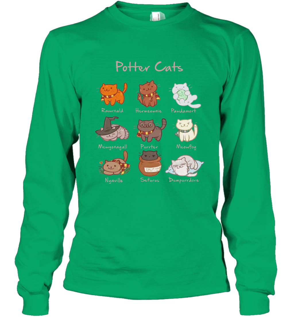 Potter Cats Harry Potter Fan Long Sleeve T-Shirt Long Sleeve T-Shirt Irish Green
