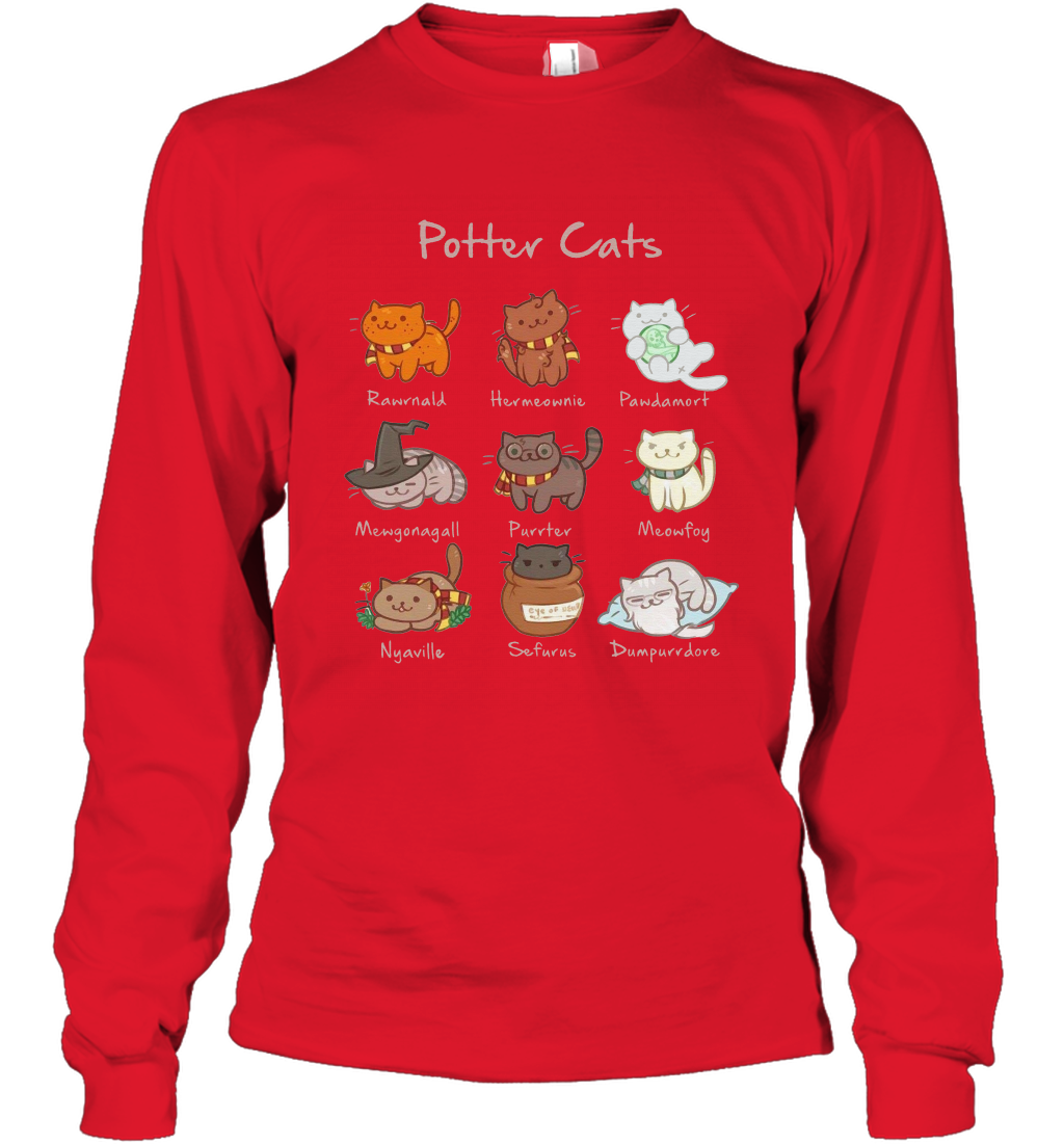 Potter Cats Harry Potter Fan Long Sleeve T-Shirt Long Sleeve T-Shirt Red