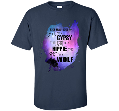 The Soul of a Gypsy Heart of a Hippie Spirit of a Wolf Shirt t-shirt Navy