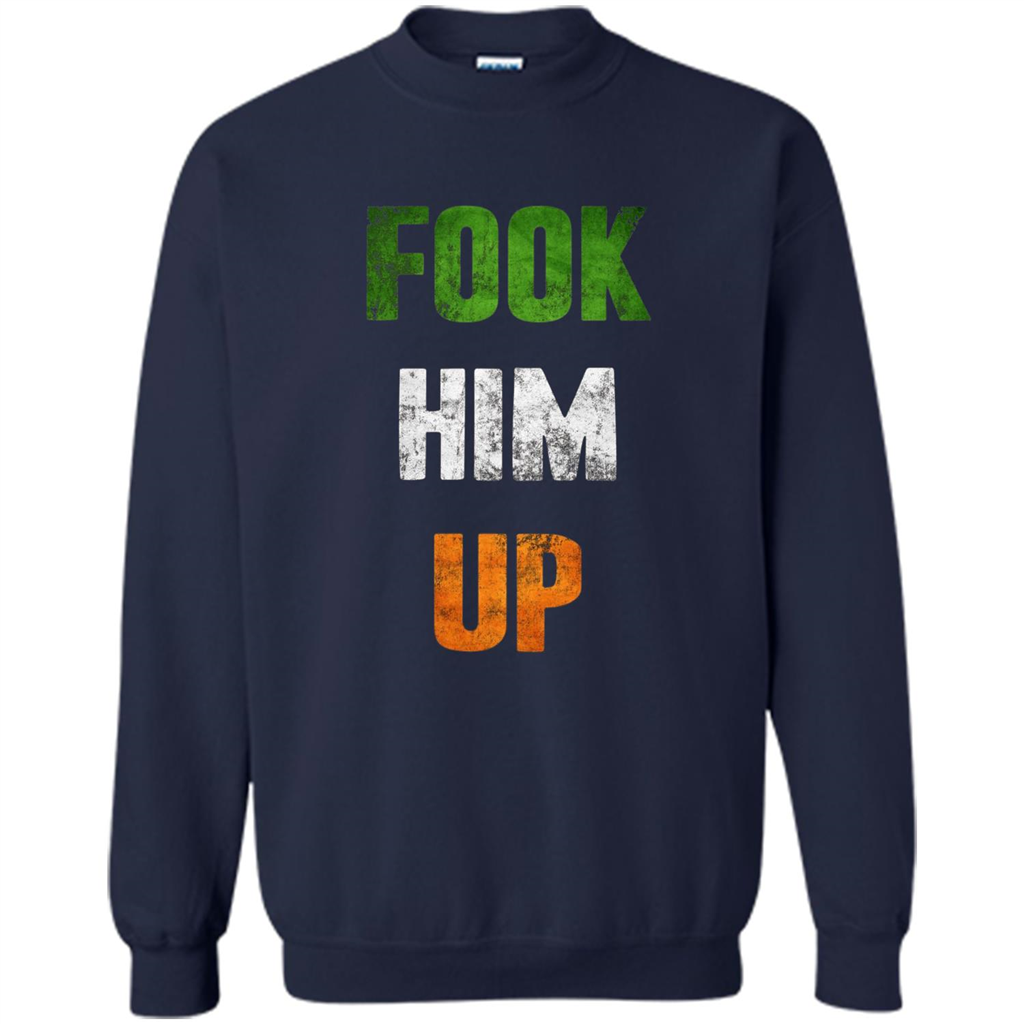 Funny Boxing T-shirt Fook Him Up Irish Boxing T-shirt Navy