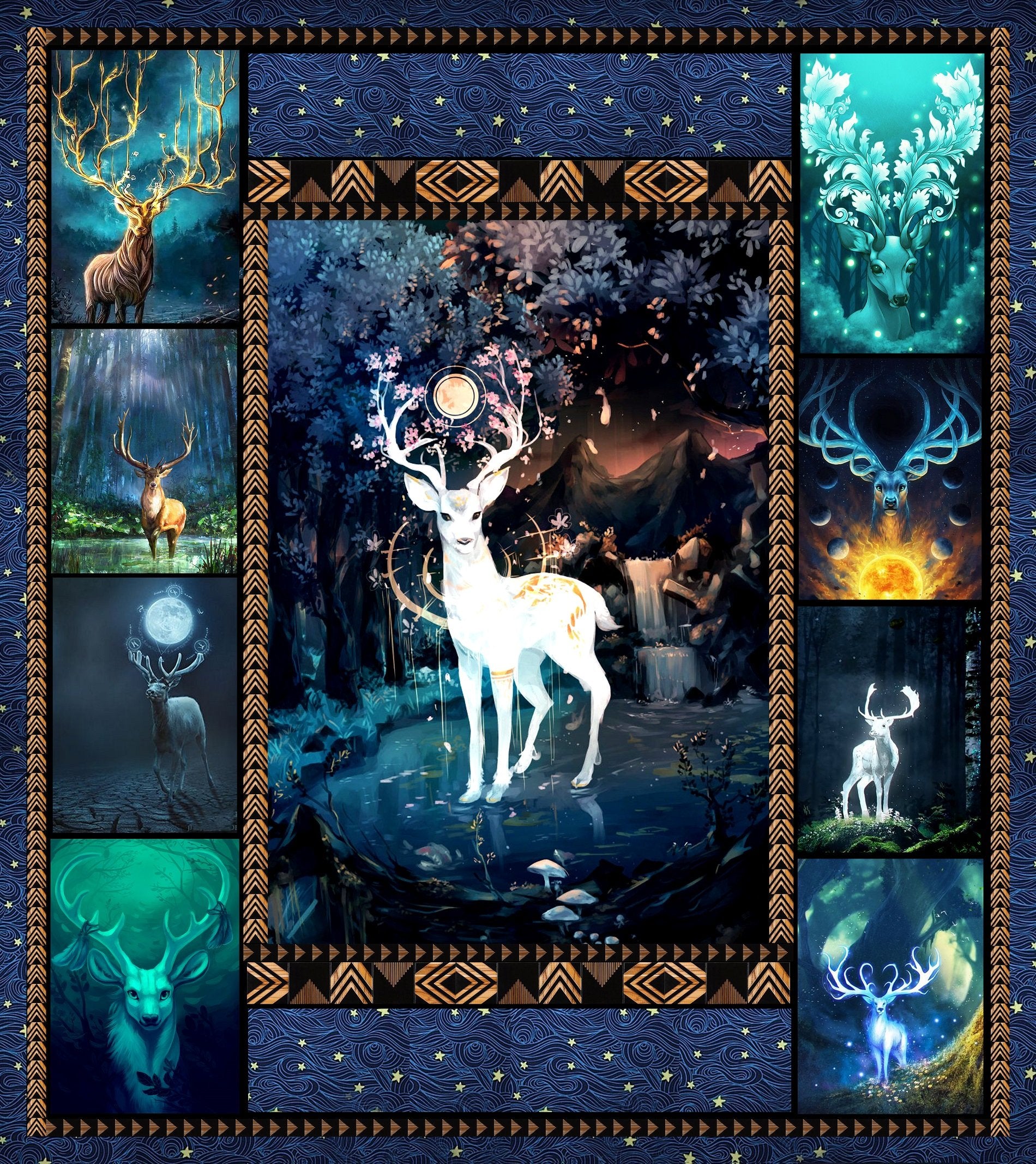 Aesthetic Deer In The Jungle 3D Quilt Bed Set