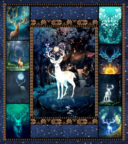 Aesthetic Deer In The Jungle 3D Quilt Bed Set