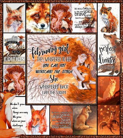 Fox February Girl 3D Quilt Bed Set