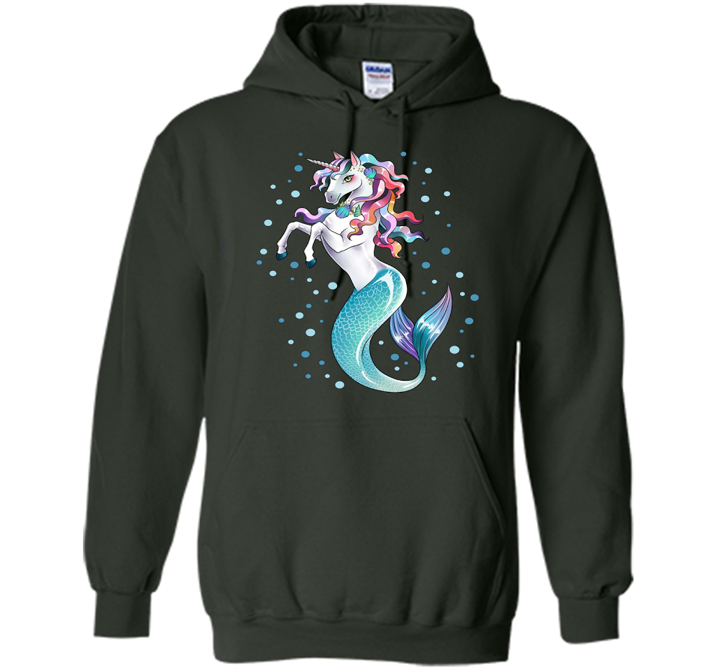 Unicorn Mermaid Mermicorn Cute T-shirt For Kids Forest Green