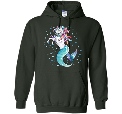 Unicorn Mermaid Mermicorn Cute T-shirt For Kids Forest Green