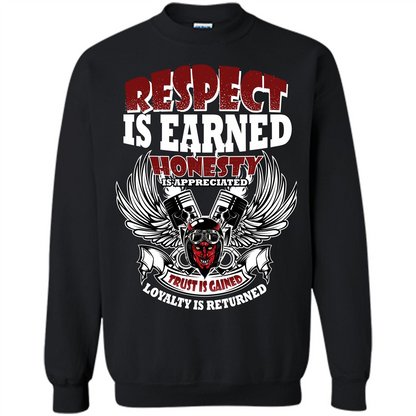Motor T-shirt Trust Is Gained Loyalty Is Returned Black