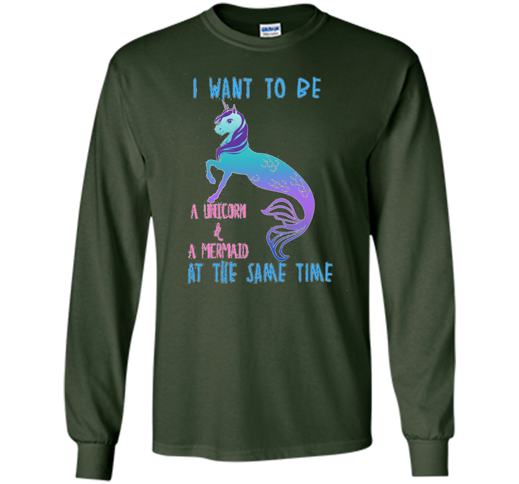 Cute Unicorn Mermaid Mermicorn T-shirt For Girls Forest Green