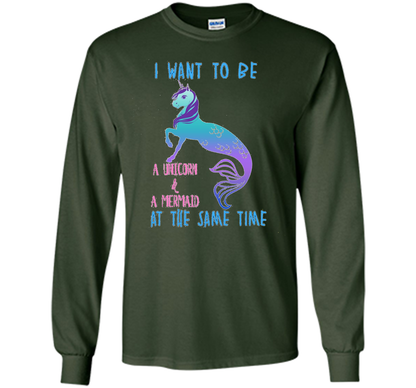 Cute Unicorn Mermaid Mermicorn T-shirt For Girls Forest Green