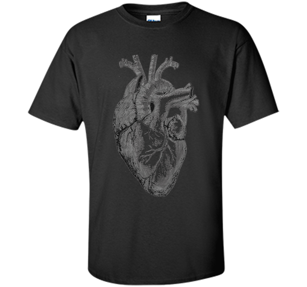 Real Anatomical Human Heart T-shirt Black