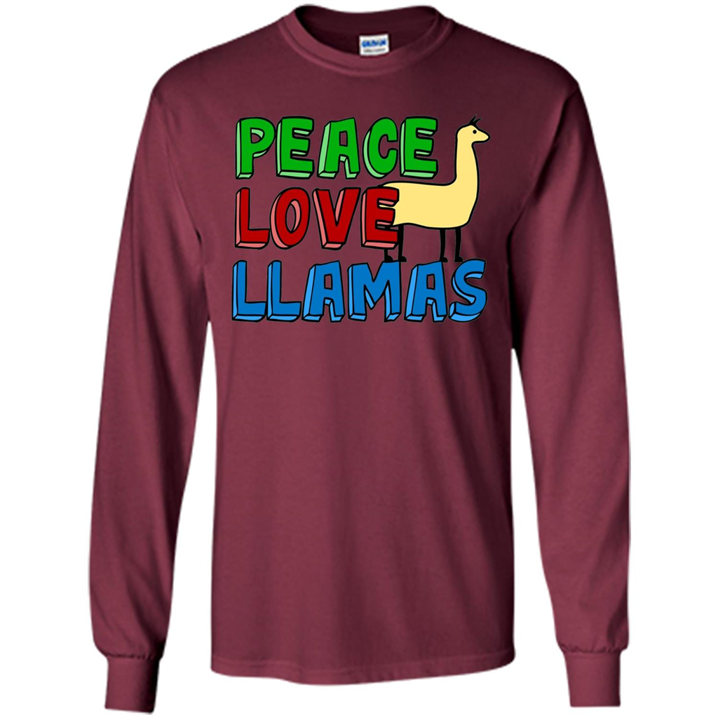 Peace Love Llamas T-shirt Maroon