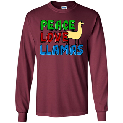 Peace Love Llamas T-shirt Maroon