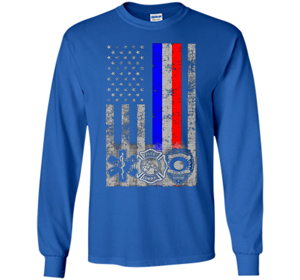 Fireman Police EMT / First Responder Flag t-shirt Royal