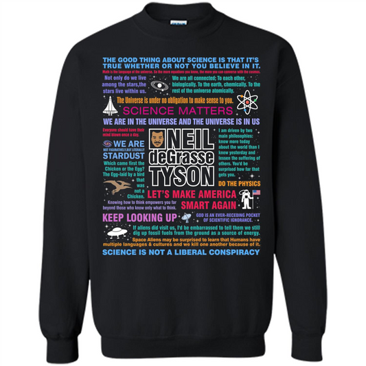 Neil deGrasse Tyson NDT Quotes T-Shirt Let's Make America Smart Again T-shirt Black