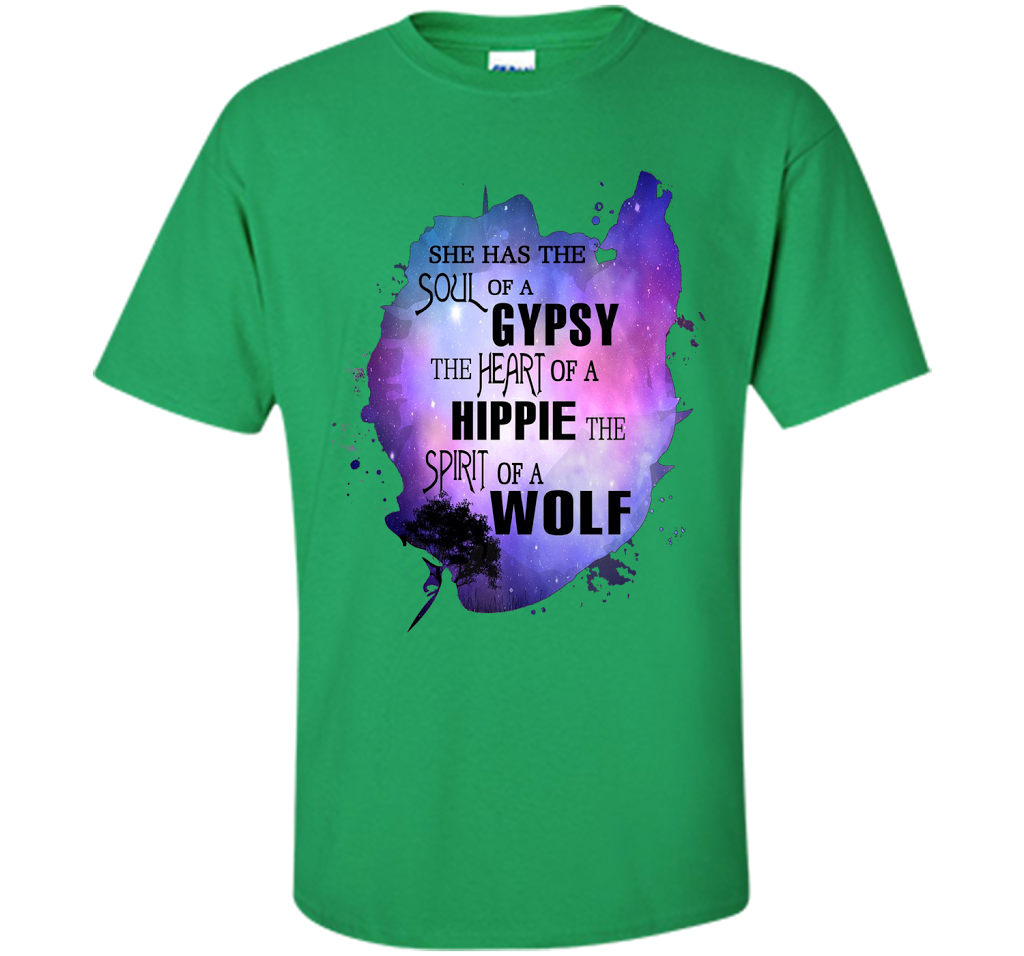 The Soul of a Gypsy Heart of a Hippie Spirit of a Wolf Shirt t-shirt Irish Green