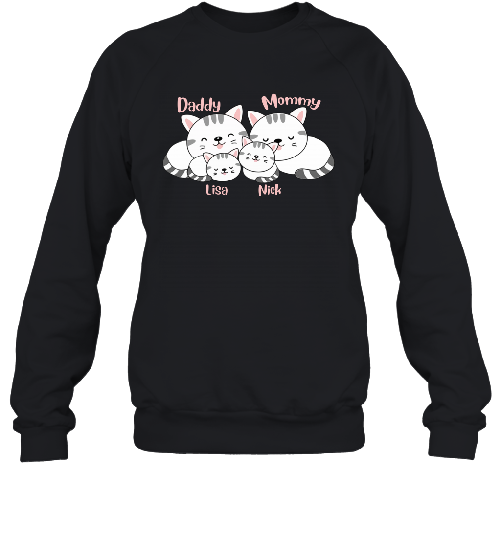 Cats and family name member ( Customized Name ) Sweatshirt Sweatshirt Black