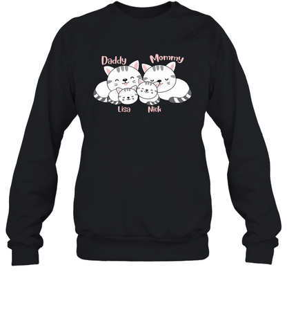 Cats and family name member ( Customized Name ) Sweatshirt Sweatshirt Black