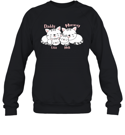 Cats and family name member ( Customized Name ) Sweatshirt Sweatshirt Black
