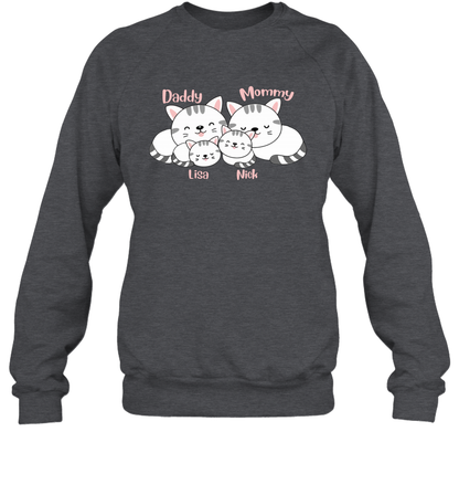 Cats and family name member ( Customized Name ) Sweatshirt Sweatshirt Dark Heather