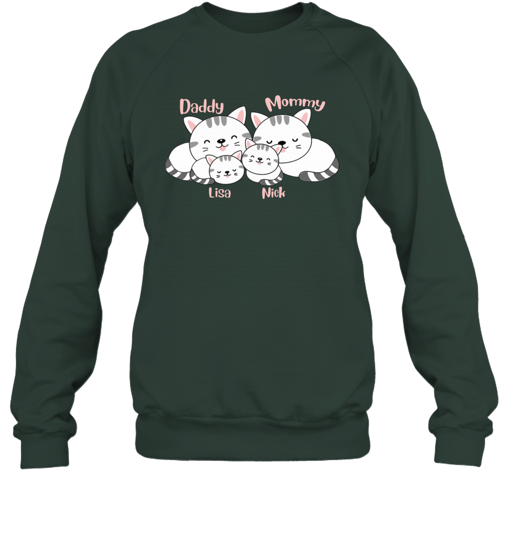 Cats and family name member ( Customized Name ) Sweatshirt Sweatshirt Forest