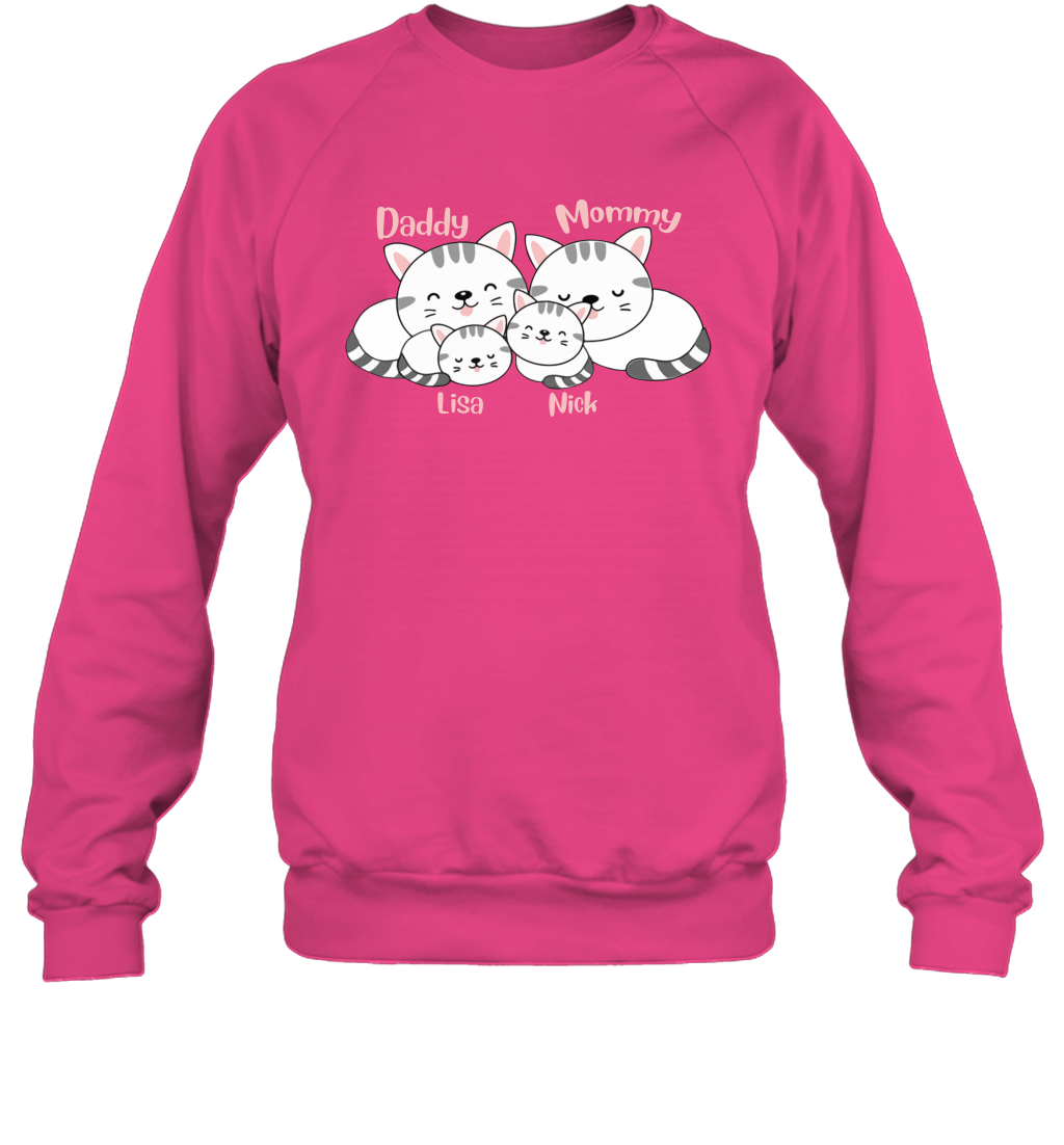 Cats and family name member ( Customized Name ) Sweatshirt Sweatshirt Heliconia