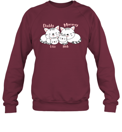 Cats and family name member ( Customized Name ) Sweatshirt Sweatshirt Maroon